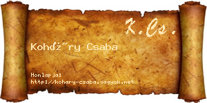 Koháry Csaba névjegykártya