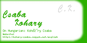 csaba kohary business card